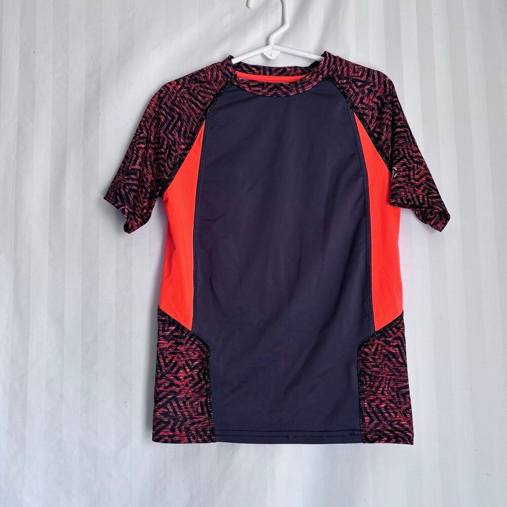 C9 by Champion Boys Gray Orange Colorblock Tech T-Shirt Size S 6-7 NWOT